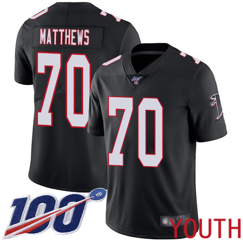 Atlanta Falcons Limited Black Youth Jake Matthews Alternate Jersey NFL Football #70 100th Season Vapor Untouchable->youth nfl jersey->Youth Jersey